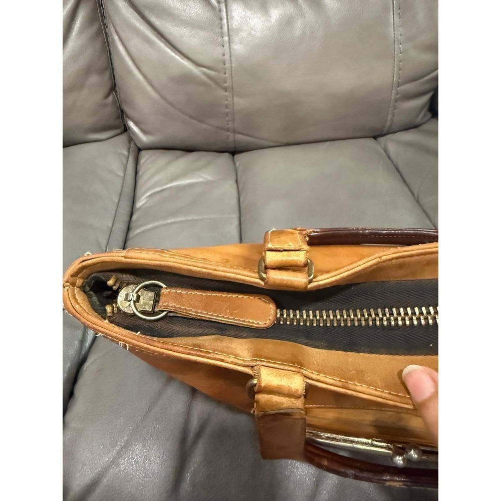 Vintage Coach Tan Leather Kiss Lock Bonnie Cashin Handle Bag 1970's - Picture 12 of 16
